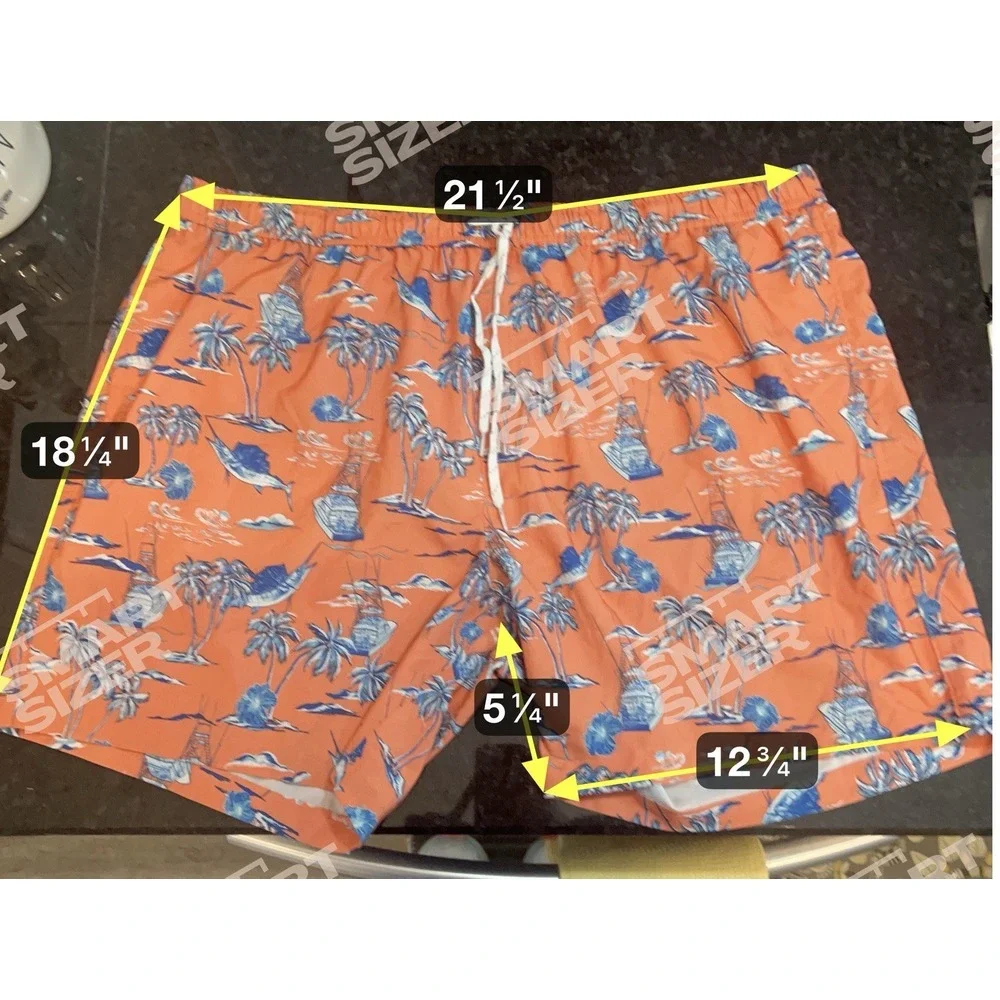 Ocean Coast Swim Trunks Mens XXL Hawaiian‎ Print Mesh Lined Beach Shorts